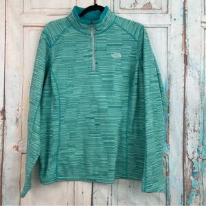 The North Face Teal Striped Fleece Quarter-Zip Women’s XL